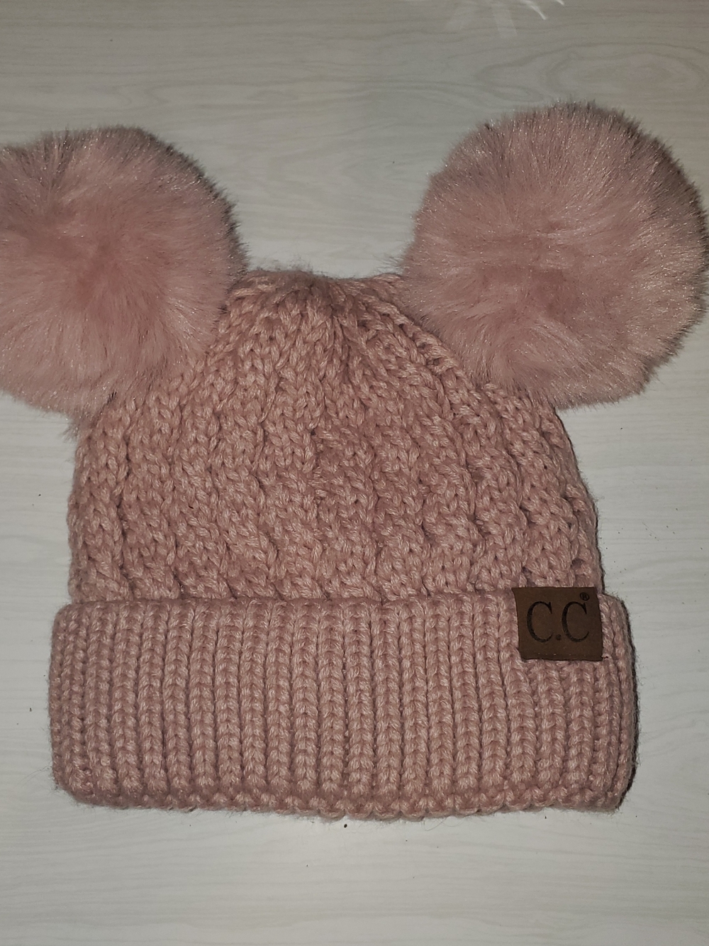 C.C Blush Pink Double Pom Pom Knit Hat